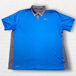 Nike Tiger Woods Collection Golf Polo Shirt Perforated Panel XXL Blue Slate